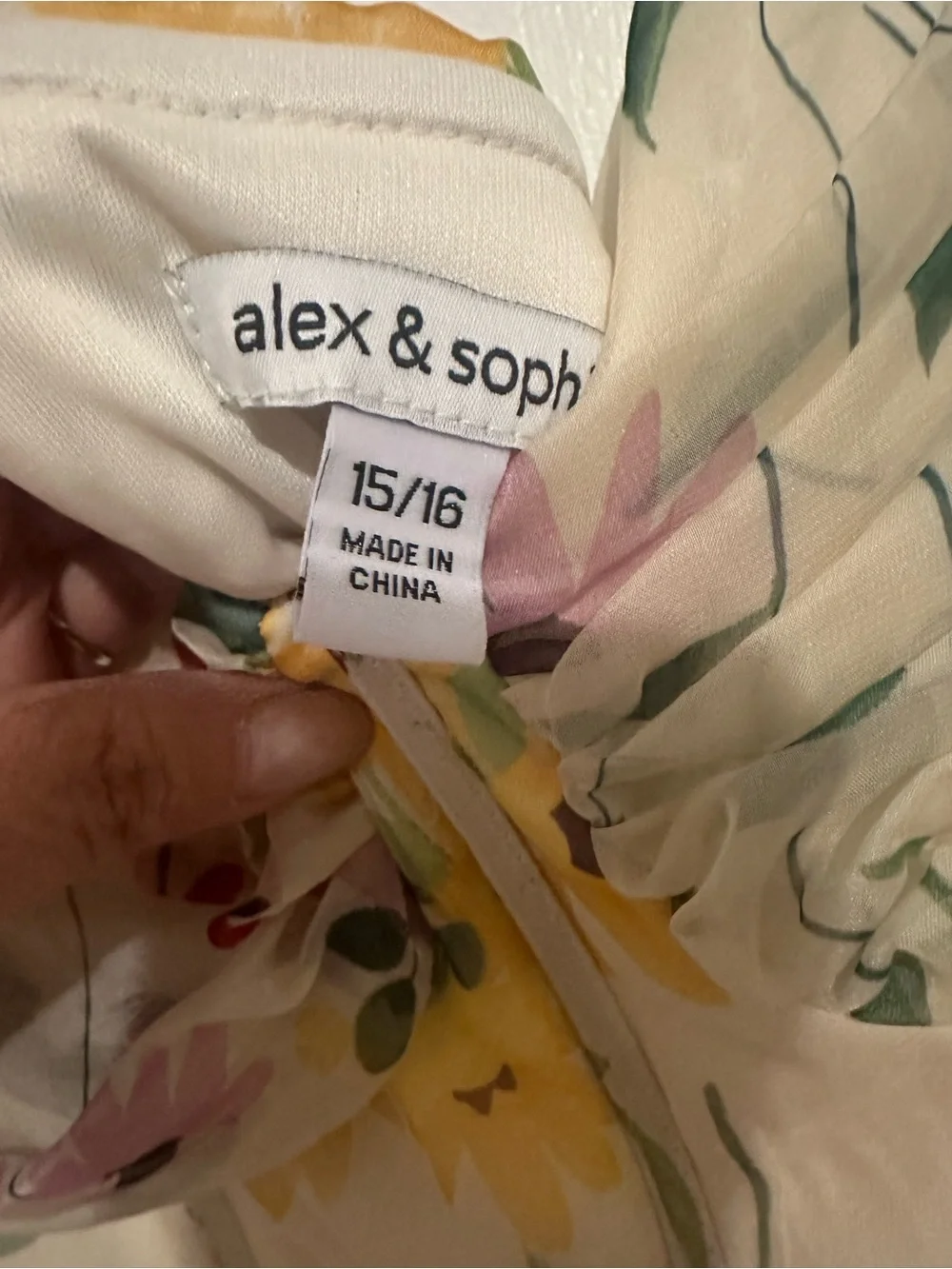 Alex & Sophia Girls' Cream Floral Tiered Dress - Blue & Yellow Blooms 15/16